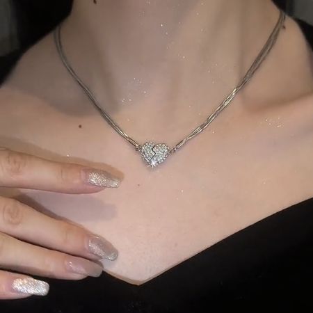 Silver Plated Magnetic Heart Necklaces